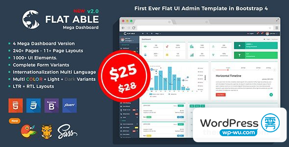 Flat Able v2.2 – Bootstrap 4 Flat UI 管理模板