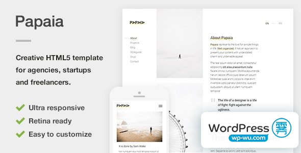 Papaia – 代理、初创公司和自由职业者的创意 HTML5 网站模板