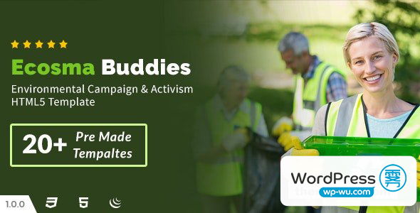 Ecosma Buddies v1.0 – 环保运动和激进主义 HTML5 模板