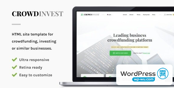 CrowdInvest – 众筹 HTML 网站模板